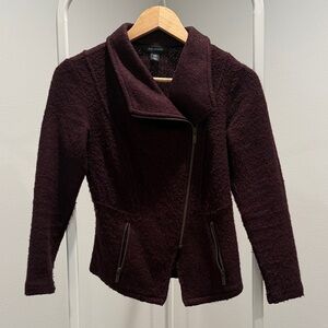 Halogen Women’s Asymmetrical Zip Moto Deep Burgundy Jacket XXS